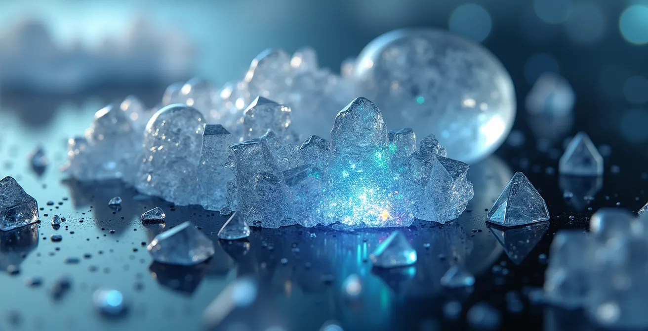 Vista macro de estructuras de datos abstractas representando archivos ocultos en almacenamiento cloud