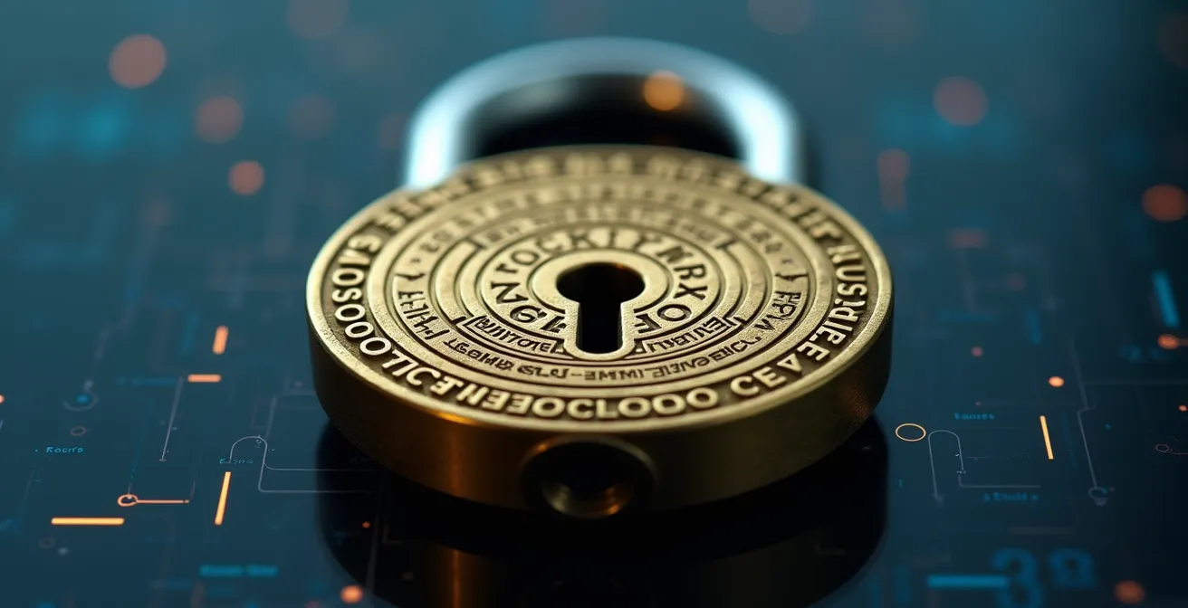 Concepto visual del cifrado de conocimiento cero con elementos simbólicos de seguridad