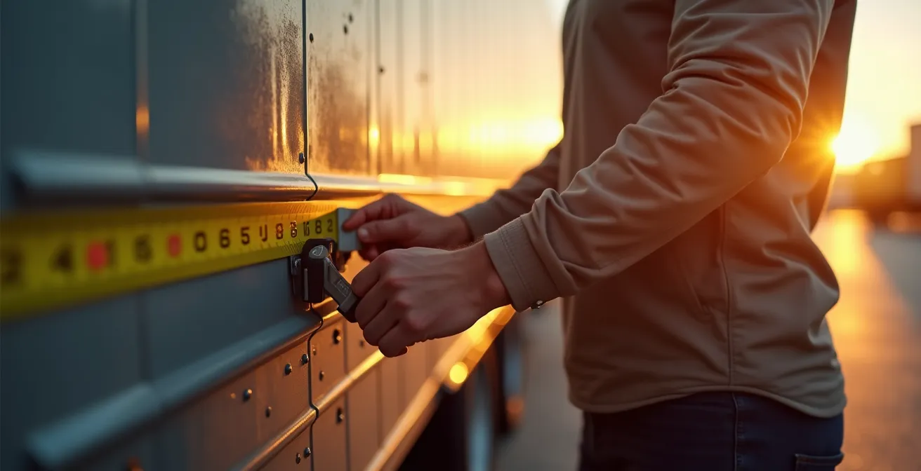 Panel de configuración de vehículo mostrando dimensiones y restricciones