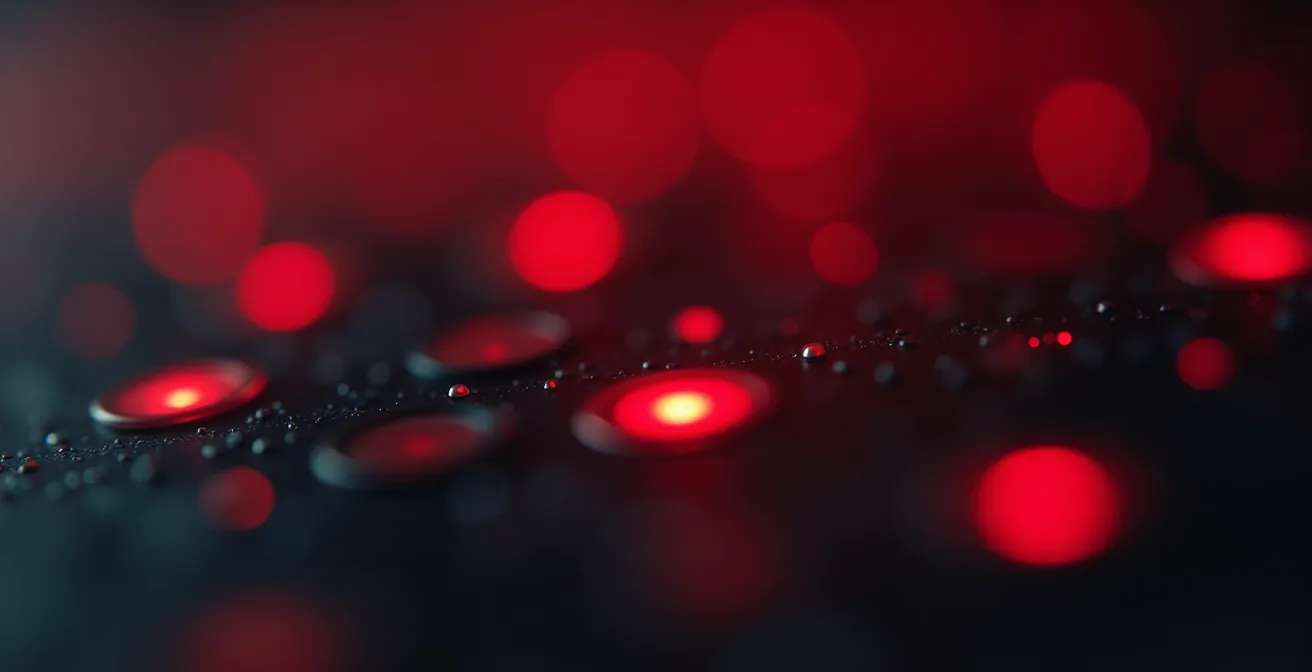 Detalle macro de superficie con puntos rojos abstractos sin texto ni números